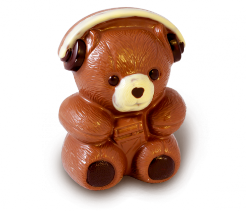 Schokoladenfigur Rockbär mit Kopfhörer