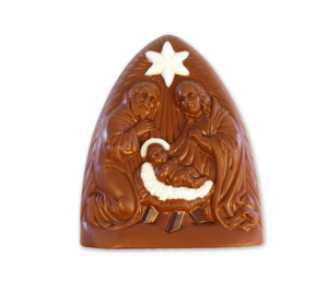 Weihnachtskrippe aus Vollmilchschokolade 38%