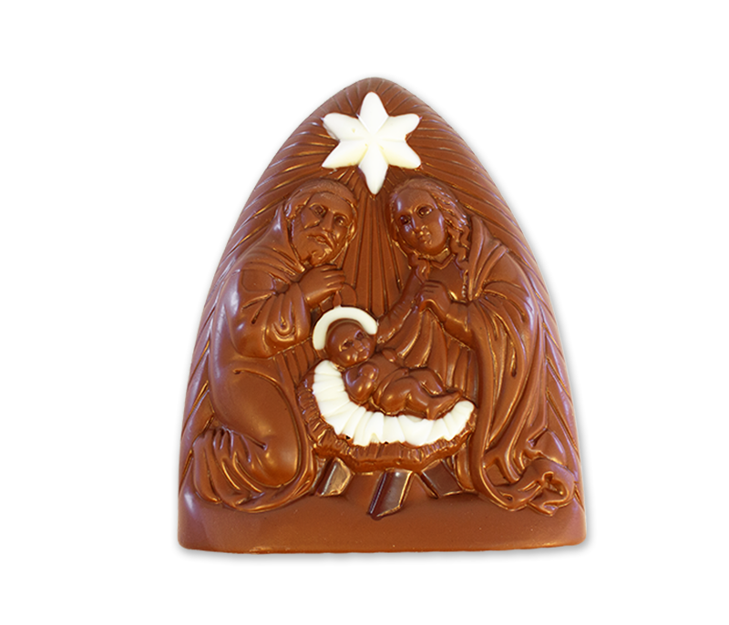 Weihnachtskrippe aus Vollmilchschokolade 38%