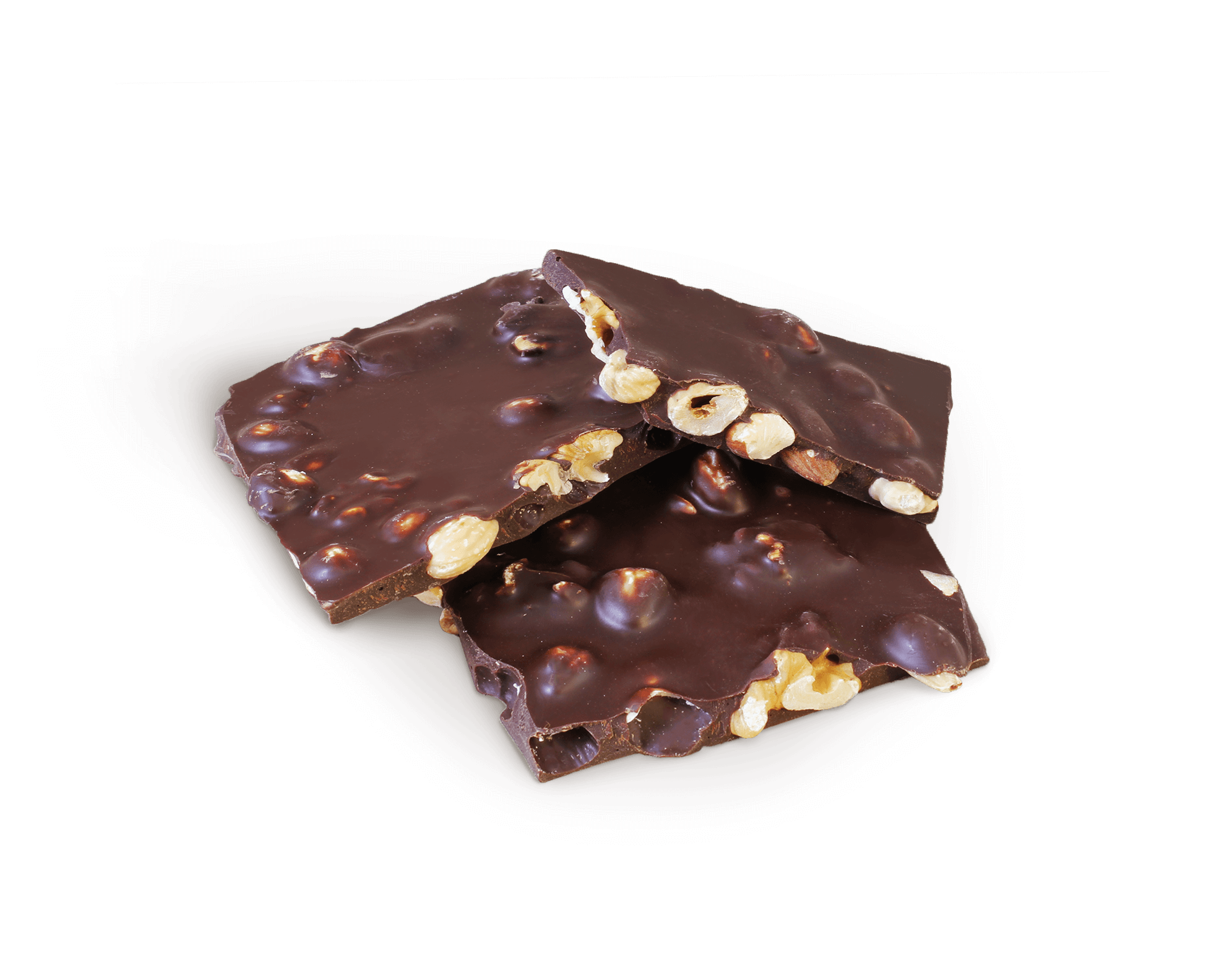 Haselnuss-Mandel-Walnuss in Zartbitterschokolade - Confiserie Dengel