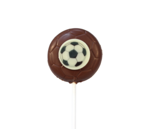 Lutscher Fußball mini aus Vollmilchschokolade 38%