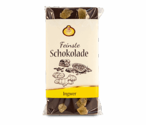Kandierter Ingwer in edler Vollmilchschokolade