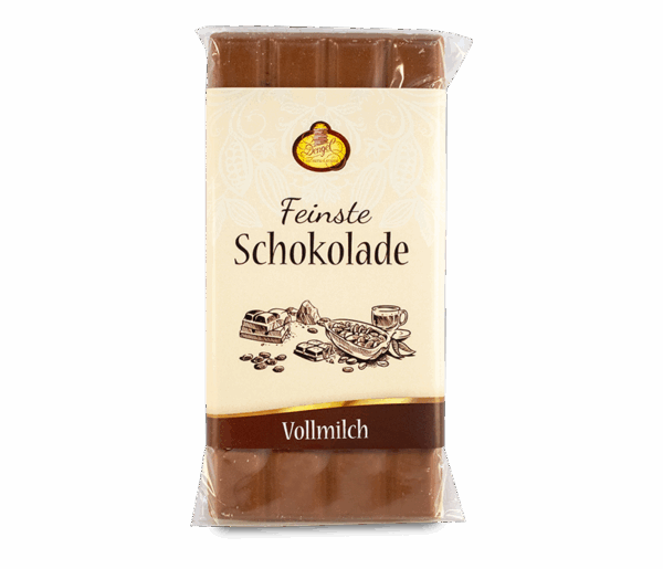 Edle Vollmilchschokolade mit 38% Kakao