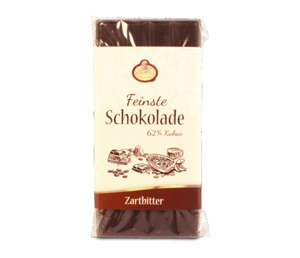 Edle Zartbitterschokolade mit 62% Kakao