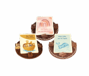 Vollmilch Schokoladentaler mit Motiv druck auf Weißer Schokolade "Taufe"