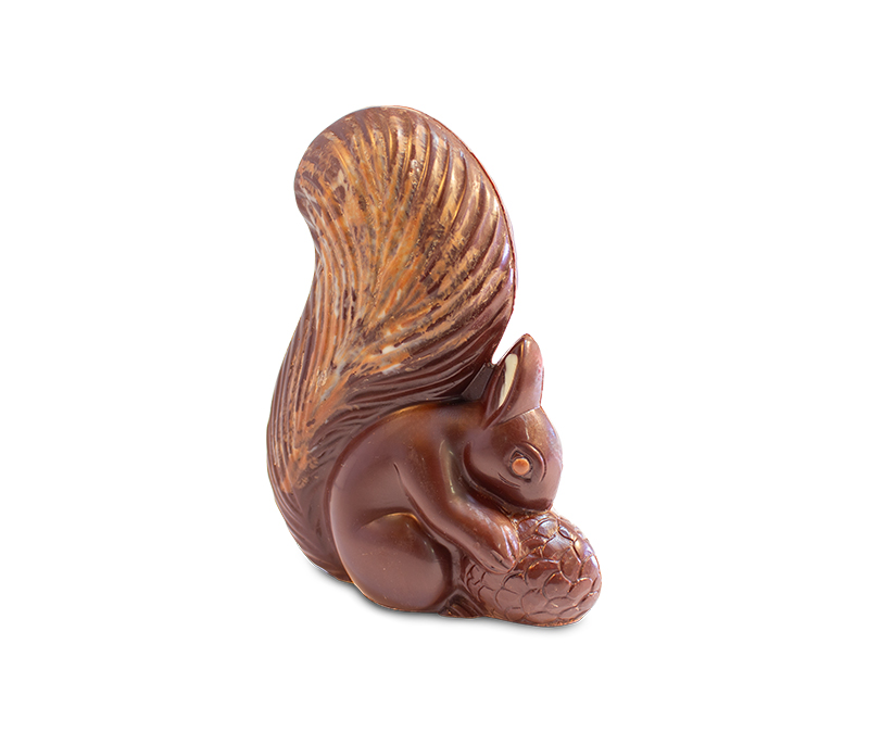 Eichhörnchen aus Zartbitterschokolade, 62% Kakao