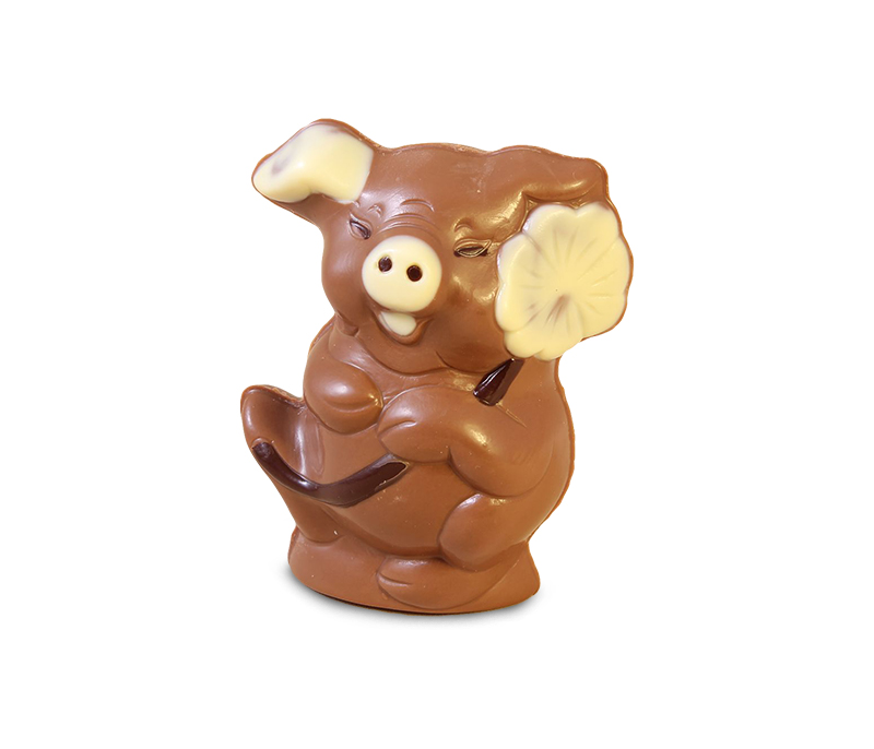 Kleeblattschwein aus Vollmilchschokolade, 38% Kakao