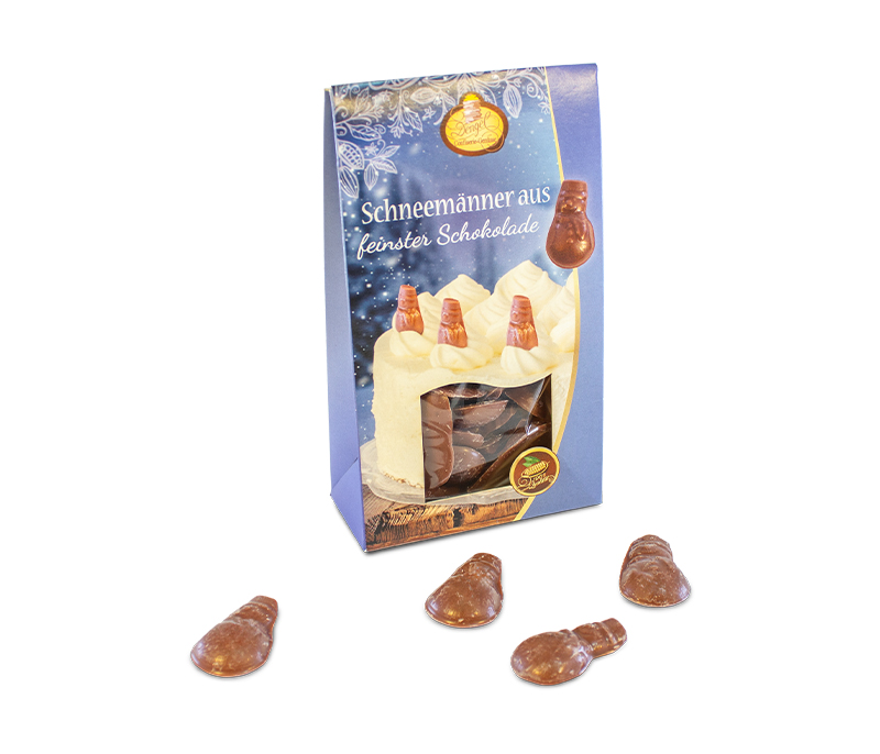 Mini-Schneemänner aus Vollmilchschokolade, 38% Kakao