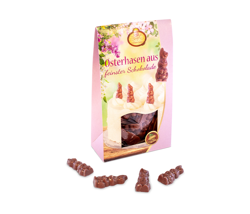 Mini-Osterhasen aus Vollmilchschokolade, 38% Kakao
