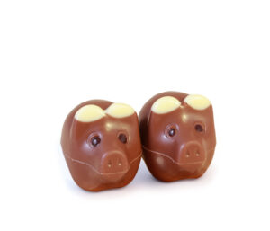 2er-Set Glücksschweine aus Vollmilchschokolade, 38% Kakao