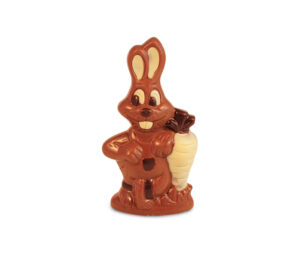 Hase mit Karotte aus Vollmilchschokolade, 38% Kakao